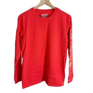 Carhartt Women's‎ Heavyweight Long Sleeve Loose Fit Graphic Print Top Red Small